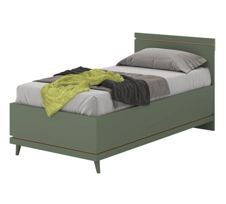 Łóżko Scandia 100x200 cm zielone z pojemnikiem na pościel łóżko na wysokich nogach do pokoju młodzieżowego lub dziecięcego