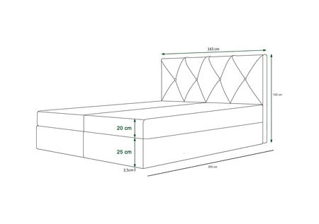 Łóżko kontynentalne Arvada 160x200 butelkowa zieleń w nowoczesnym skandynawskim stylu z tapicerowanym zagłówkiem