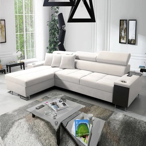 Narożnik z funkcją spania Dafni kość słoniowa lewostronny velvet komfort i funkcjonalność podczas codziennego wypoczynku