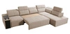 Narożnik z funkcją spania Tesalia XI beżowy prawostronny nowoczesny narożnik z komfortowym przesuwanym oparciem i pojemną szufladą