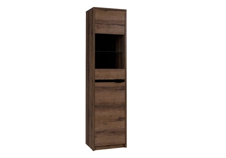 Witryna Denver 50 cm dąb monastery / czarny połysk prosty design bezpieczne szkło hartowane witryna do salonu w stylu klasycznym