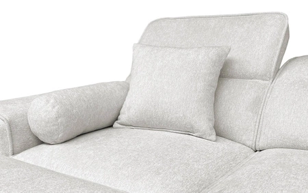 Narożnik z funkcją spania Viano szary lewostronny stylowy narożnik o ciekawym kształcie regulowane zagłówki ozdobne poduszki