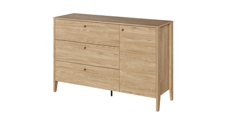 Komoda z szufladami Cozy 136 cm dąb olejowany klasyczny design komody do sypialni niewielkie uchwyty o ciekawym wykończeniu
