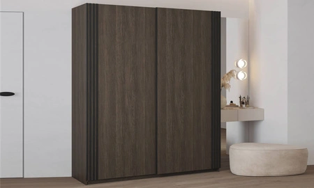 Szafa przesuwna Niva 180 cm dąb dunin pojemna szafa ozdobiona lamelami świetnie sprawdzi się w pomieszczeniach o każdej wielkości