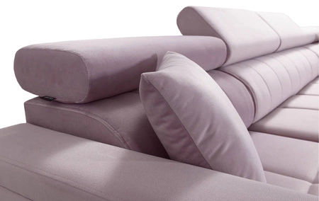 Narożnik z funkcją spania Nausa X bordowy prawostronny narożnik z dwoma pojemnikami na pościel wykonanie z tkaniny typu velvet