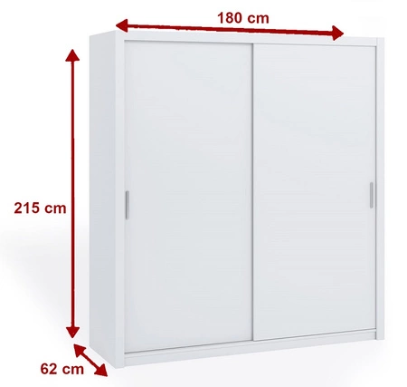 Szafa przesuwna Rico 180 cm biała funkcjonalny mebel klasyczna forma idealna szafa do sypialni garderoby lub przedpokoju