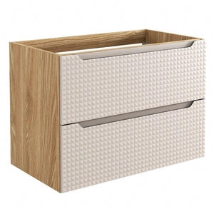 Szafka pod umywalkę Luxor 80 cm dąb olejowany / beżowy nowoczesny design szafki ciekawe trójwymiarowe ryflowania na frontach
