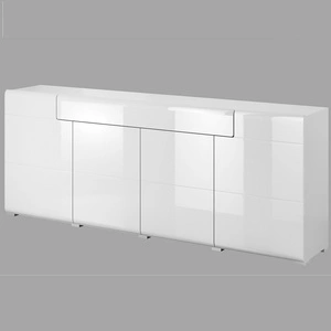 Komoda z szufladą Toledo 208 cm biała / biały połysk nowoczesny design fronty komody delikatnie zaoblone