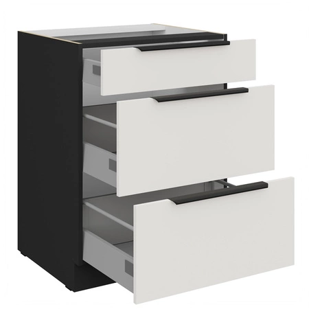 Zestaw mebli kuchennych Corato Bl 390 cm stylowe szafki kuchenne z frontami wykonanymi w technologii anti fingerprint metalowe uchwyty