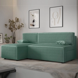 Narożnik z funkcją spania Brandon patynowy lewostronny trójwymiarowa tkanina o wyrazistych prążkach pojemnik na pościel