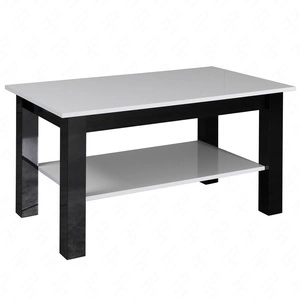Stolik kawowy Pensylwania T25 102 cm biały połysk / czarny połysk nowoczesny design obrzeża stolika kawowego wykończone zostały specjalną okleiną