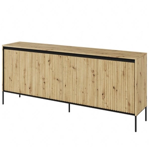 Komoda Trend 193 cm dąb artisan wyjątkowy design pojemna komoda do salonu z oświetleniem LED charakterystyczne ryflowane fronty