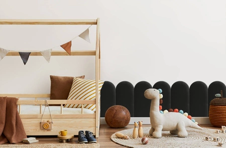 Panel tapicerowany Wally 30x60 cm czarny stylowy panel ścienny płotek welurowa tkanina modne wykończenie każdej aranżacji