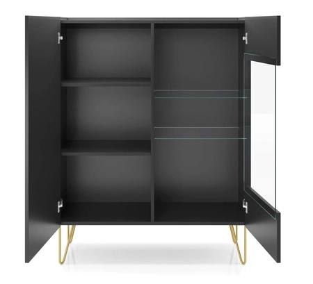 Witryna Madison 97 cm czarny grafit / marmur black royal modernistyczny design elementy z bezpiecznego szkła hartowanego