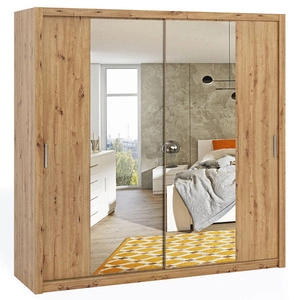 Szafa przesuwna z lustrem Rico 220 cm dąb artisan funkcjonalny mebel w stylu klasycznym szafa dedykowana do sypialni lub przedpokoju