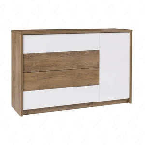 Komoda z szufladami Latika 137 cm dąb burgundzki / biała nowoczesny design mebla obrzeża komody wykończone specjalną okleiną ABS system otwierania drzwi i szuflad push to open