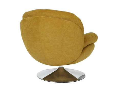 Fotel Brigitte żółty funkcjonalny oraz nowoczesny fotel obrotowy z chromowaną podstawą komfortowy podczas wypoczynku
