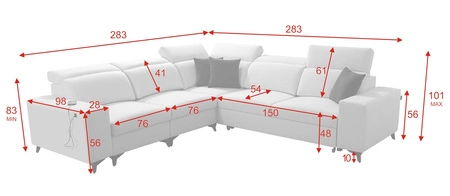 Narożnik z funkcją spania Kelly Sleek III lawendowy róż lewostronny elegancki narożnik do salonu z dwoma pojemnikami na pościel