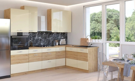 Zestaw mebli kuchennych narożny Porto 275x110 cm idealny do wnętrz w stylu klasycznym oraz nowoczesnym