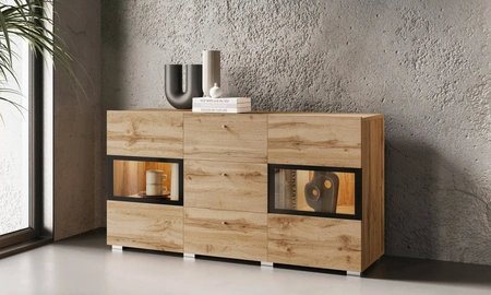 Komoda z szufladami Baros 132 cm dąb wotan wysoka jakość wykonania nowoczesne kształty w wyjątkowej stylizacji zachwycą każdego