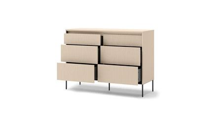 Zestaw mebli do sypialni Trend beżowy nowoczesny design komplet mebli o eleganckiej stylistyce z ryflowaniem oraz oświetleniem LED