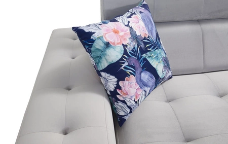 Narożnik z funkcją spania Hampton II jasny brąz prawostronny stylowy narożnik rozkładany miękka tkanina obiciowa typu velvet