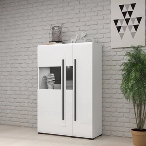 Witryna szeroka Tulsa 90 cm biała / biały połysk nietuzinkowe i praktyczne rozwiązanie idealna do wnętrz w stylu nowoczesnym i klasycznym