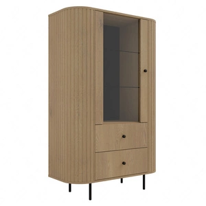 Witryna Ovalio 97 cm dąb cremona stylowy design bezpieczne szkło hartowane witryna o owalnym kształcie z dekoracyjnymi frezowaniami