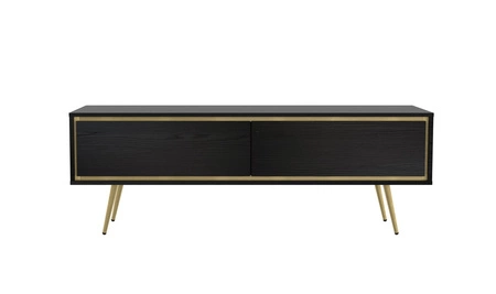 Szafka RTV Nevea 150 cm beżowa elegancka szafka w zdecydowanej kolorystyce oryginalna dekoracja każdego wnętrza stabilne złote nogi