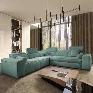 Narożnik z funkcją spania Viano III patynowy lewostronny stylowy narożnik z pojemnikami na pościel doskonały do nowoczesnych wnętrz