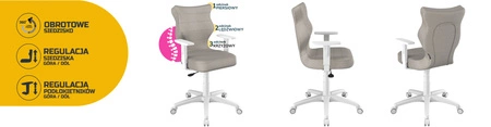 Krzesło do biurka Duo jasny szary idealne do wzrostu 159-188 cm ergonomiczne siedzisko regulowane podłokietniki odporna tkanina