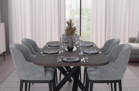 Stół Lyon 90x185 cm orzech wisconsin / czarny nowoczesny stół do jadalni osadzony na stylowych nogach typu pająk regulacja wysokości