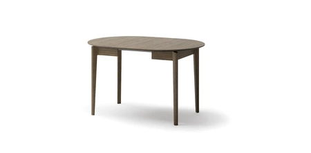 Stół okrągły rozkładany Plot 90 cm dąb ciemny funkcjonalny stół o niewielkich rozmiarach idealnie dopasuje się do mniejszych wnętrz