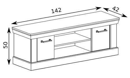 Szafka RTV Antica 142 cm dąb craft złoty elegancki styl idealna szafka pod telewizor do salonu lub pokoju dziennego prosta forma