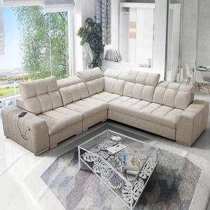 Narożnik z funkcją spania Luigi III beżowy lewostronny komfortowy narożnik do salonu doskonały do codziennego wypoczynku