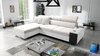 Narożnik z funkcją spania Dafni kość słoniowa / biały lewostronny velvet komfort i funkcjonalność podczas codziennego wypoczynku