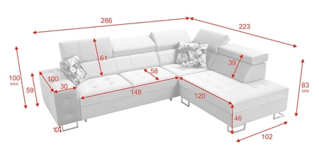 Narożnik z funkcją spania Hampton VII czarny prawostronny narożnik do pokoju wykonany z aksamitnej tkaniny o gładkiej powierzchni