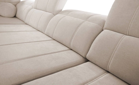 Narożnik z funkcją spania Cetara VII brązowy lewostronny wysokiej jakości narożnik do salonu z komfortowym przesuwanym oparciem