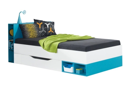 Zestaw mebli dziecięcych Mobi 2 biały / turkus idealna propozycja do pokoju młodzieżowego lub dziecięcego w modnym stylu