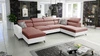 Narożnik z funkcją spania Savona VI indyjski róż / biały lewostronny komfortowy narożnik do salonu dwa pojemniki na pościel 
