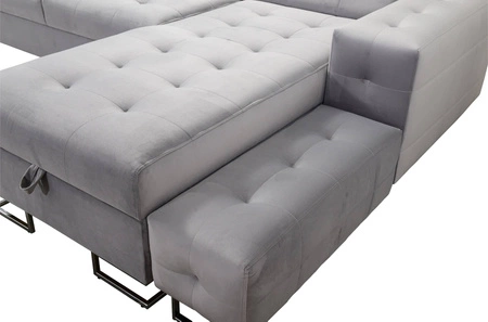 Narożnik z funkcją spania Hampton bordowy prawostronny stylowe pikowania na siedzisku miękka tkanina obiciowa narożnik z dostawką