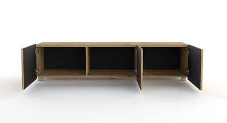 Szafka RTV Colder 150 cm dąb artisan z możliwością podwieszenia stylowy ryflowany front elegancka forma mebla w nowoczesnym stylu