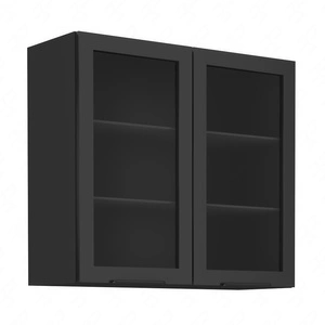 Szafka kuchenna wisząca Black 80 GS-72 2F metalowe uchwyty krawędziowe szafka odporna na parę wodną wysoką temperaturę i rozlaną ciecz