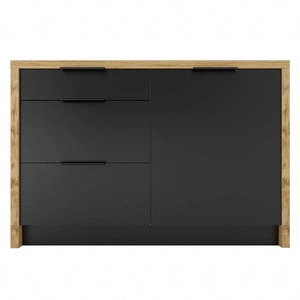 Wyspa kuchenna z szufladami Mina 127 cm dąb artisan / czarny funkcjonalny i stylowy mebel do kuchni odporny na działanie wilgoci