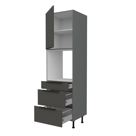 Słupek kuchenny Aversa Ant 60 DPS-215 3S 1F szafka z szufladami do zabudowy piekarnika fronty wykonane w technologii anti fingerprint