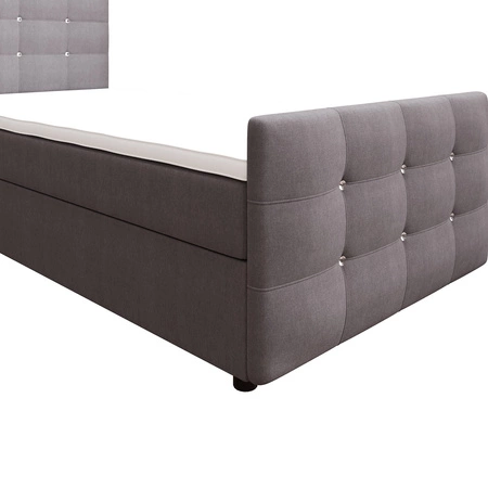 Łóżko kontynentalne Kansas 100x200 szare w nowoczesnym skandynawskim stylu z tapicerowanym zagłówkiem oraz zanóżkiem