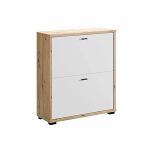 Szafka na buty Anter dąb artisan / biały funkcjonalna szafka do przedpokoju praktyczne 2 drzwi otwierane do dołu