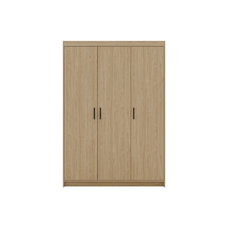 Szafa Rene 133 cm dąb olejowany stylowa szafa do sypialni o prostym klasycznym designie kontrastowe czarne uchwyty