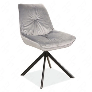 Krzesło tapicerowane Boogie I 45x53 cm szare stylowe krzesło obrotowe z metalowymi nogami krzesło glamour