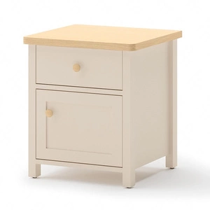 Szafka nocna Story beżowy / dąb vincenza bielona szafka z szufladą idealny dodatek do pokoju młodzieżowego o subtelnym wykończeniu